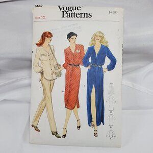 Vogue Patterns 7432 UNCUT Misses Size 12 1970s Top Pants & Dress Sewing Pattern